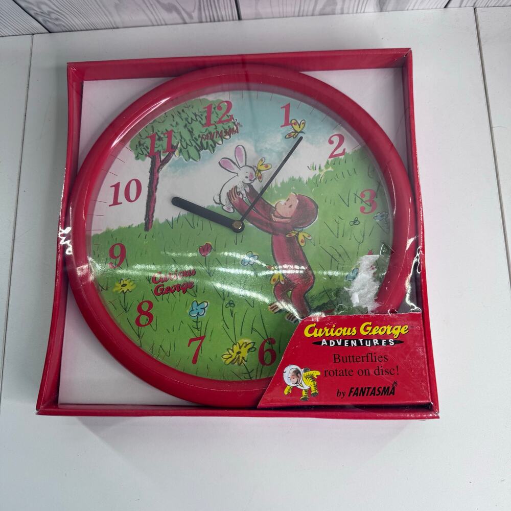 RARE Collectible Curious George Adventures Wall Clock by Fantasma New Sealed 10”
